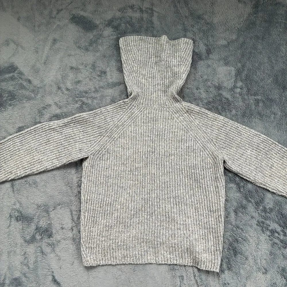 J. Crew Point Sur Ribbed Chunky Turtleneck Mohair Wool Blend Sweater Small